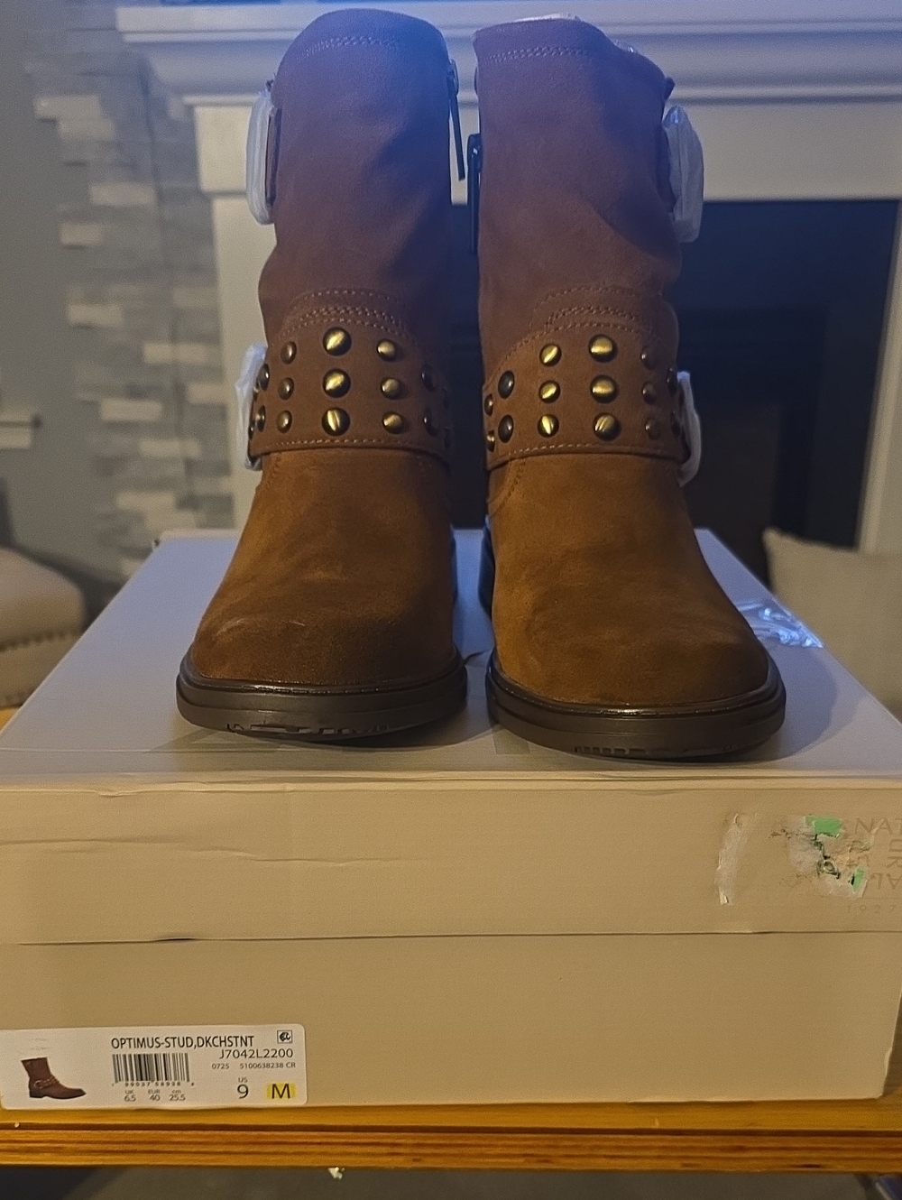 Naturalizer Brown Suede Studded Ankle Booties Optimus-Stud